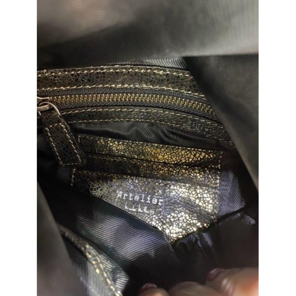 Nicole Miller Msrp Black Gold Leather Cross Body B - Picture 11 of 12